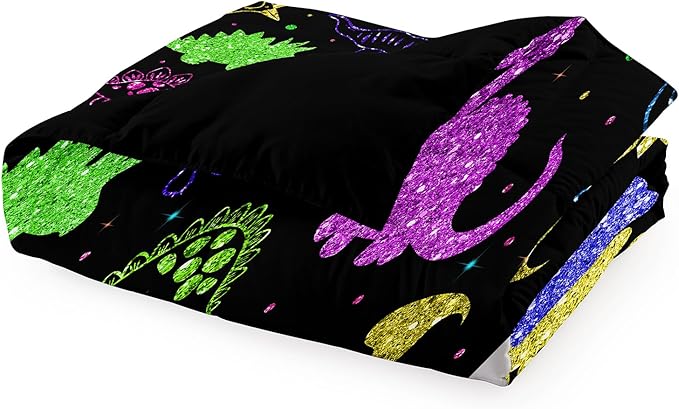 Dinosaur Twin Bedding Set, Cartoon Kids Bedding Dinosaur Twin Size Comforter Set for Boys Teen Soft Breathable Black Dinosaur Comforter Set Twin (1 Comforter 1 Pillowcase) - LeafyLoom