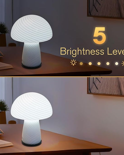 Mushroom lamp, Murano style retro design,Glass desk lamp with RGB 16 Color gradient dimmable LED bulbs, bedroom bedside bedside lamp, perfect home decoration.(LED Bulb Included) - LeafyLoom