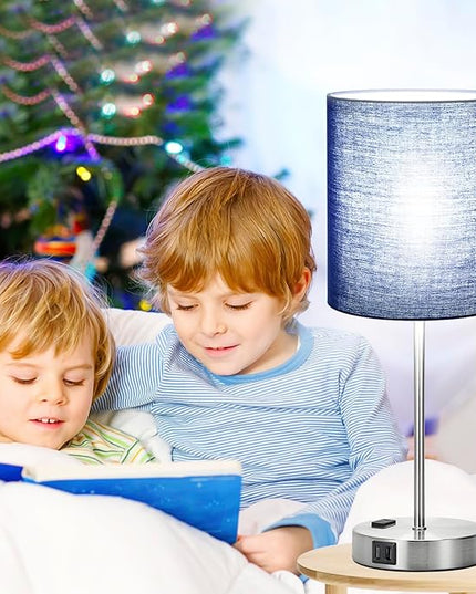 𝟮𝟬𝟮𝟯 𝗡𝗘𝗪 Set of 2 Touch Control Table Lamps with 2 USB & AC Outlet, 3-Way Dimmable Bedside Nightstand Lamps for Bedroom Living Room Nursery, 800 Lumens 5000K Daylight Bulbs Included - LeafyLoom