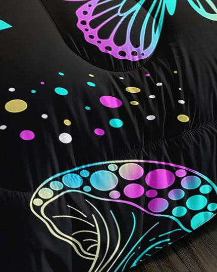 Colorful Mushroom Comforter Set Twin Size Kids Mushroom Butterfly Bedding Set Star Quilt Bed Set for Boys Girls Adults with 1 Comforter and 2 Pillowcases - LeafyLoom