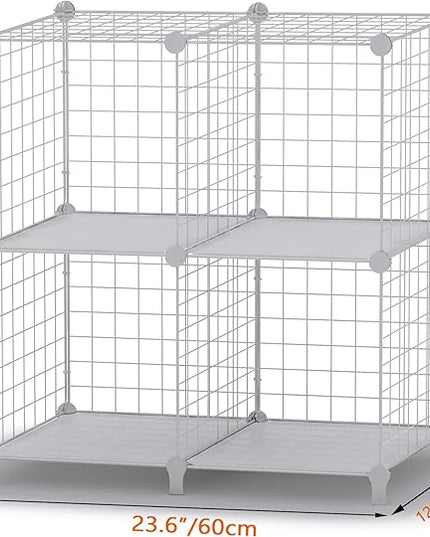 HOMIDEC Wire Cube Storage, Storage Shelves 4 Cube Bookshelf Bookcase Closet Organizer and Storage, Wire Storage Shelves Multi-Use DIY Storage Cube Shelf for Books, Toys, Clothes, Tools - LeafyLoom
