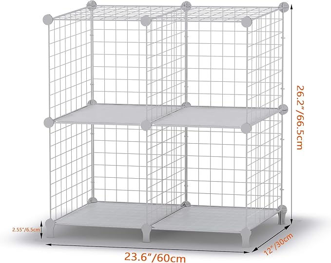 HOMIDEC Wire Cube Storage, Storage Shelves 4 Cube Bookshelf Bookcase Closet Organizer and Storage, Wire Storage Shelves Multi-Use DIY Storage Cube Shelf for Books, Toys, Clothes, Tools - LeafyLoom