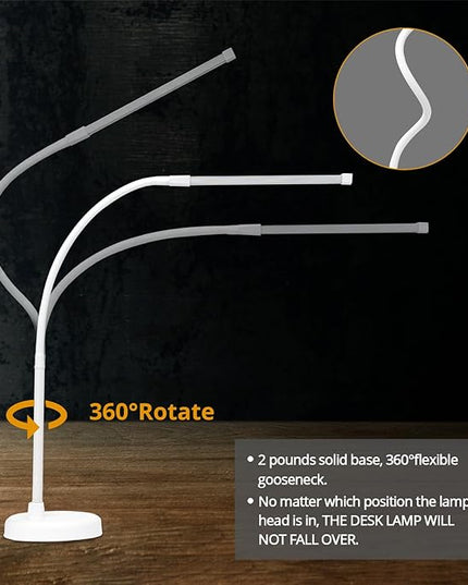 LED Desk Lamp, Swing Arm Architect Task Lamp with Long Flexible Gooseneck, Heavy Base, 3 Color Modes, 10 Brightness Levels, and USB Adapter, Desk Light for Home/Office/Drafting/Reading - LeafyLoom