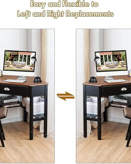 Corner Desk, Coffee - LeafyLoom