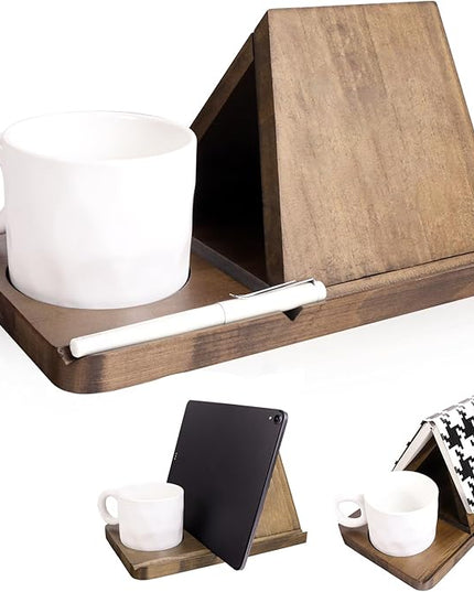 Small Book Shelf - Triangle Book Holder, Wood Mini Bookshelf for Reading Nook, Perfect Desk Decor & Gifts for Book Lovers, Ideal for Bedroom Nightstand, Office Desk, Library Table - LeafyLoom
