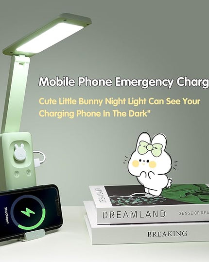 VAVOFO Cordless Desk Lamp, 6000mAh Battery Powered Desk Lamp, Foldable Desk Lamp, Three Color Temperatures, USB C Rechargeable Desk Lamp, Ideal Cute Desk Accessory for Students and Home Offices - LeafyLoom
