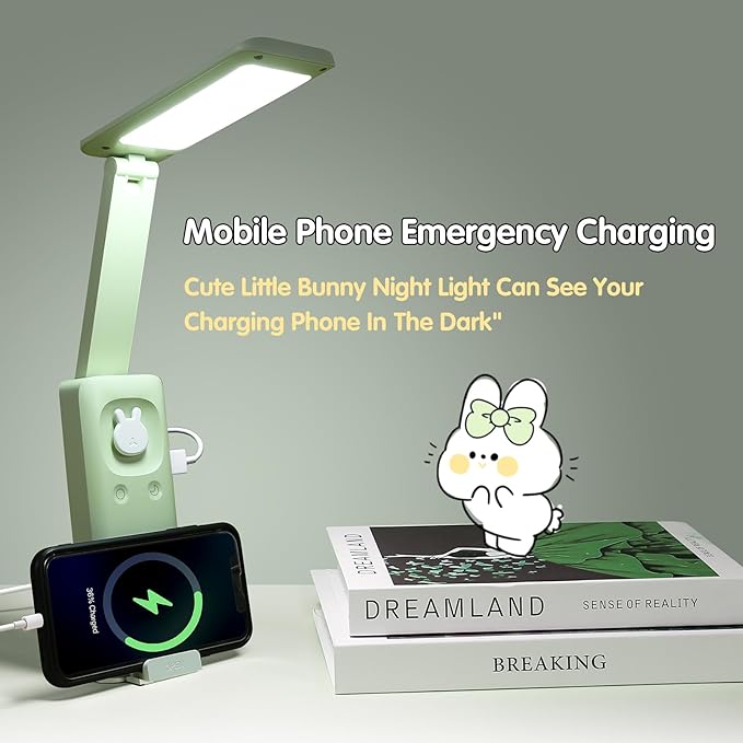 VAVOFO Cordless Desk Lamp, 6000mAh Battery Powered Desk Lamp, Foldable Desk Lamp, Three Color Temperatures, USB C Rechargeable Desk Lamp, Ideal Cute Desk Accessory for Students and Home Offices - LeafyLoom