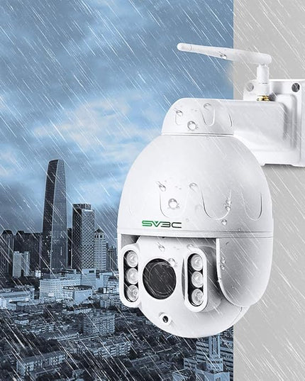 SV3C 1080P Outdoor PTZ WiFi Camera, ONVIF Security IP Camera with Auto Tracking, 197ft HD Night Vision, 5X Optical Zoom, Two-Way Audio, Waterproof, Compatible with Blue Iris, SD Card Slot, CamHiPro SV3C