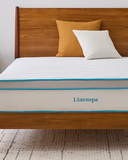 Linenspa 12 Inch Memory Foam and Spring Hybrid Mattress - Medium Plush Feel - Bed in a Box - Pressure Relief and Adaptive Support - Breathable - Cooling - Primary Bedroom - Full Size - LeafyLoom