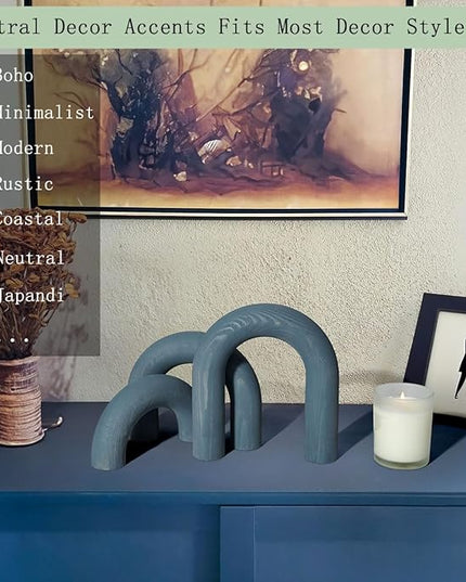 3Pcs wood arch Decor Accents - Decorative home table Arch Modern boho Minimalist Coffee table bookshelf living Room Entryway aesthetic Decorations Objects - LeafyLoom