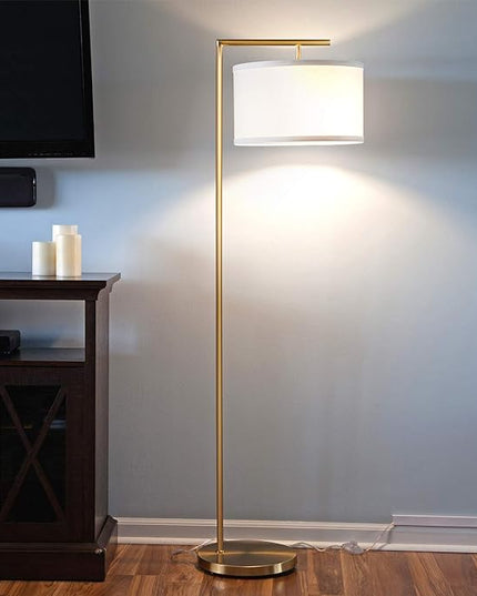 Brightech Montage Modern Floor lamp, LED Floor Lamp for Living Rooms & Offices - Tall Standing Lamp for Bedroom Reading - Corner Pole Lamp for Contemporary Home Decor - Gold, Antique Brass - LeafyLoom