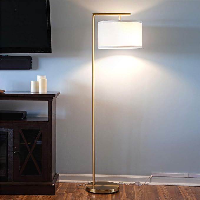 Brightech Montage Modern Floor lamp, LED Floor Lamp for Living Rooms & Offices - Tall Standing Lamp for Bedroom Reading - Corner Pole Lamp for Contemporary Home Decor - Gold, Antique Brass - LeafyLoom