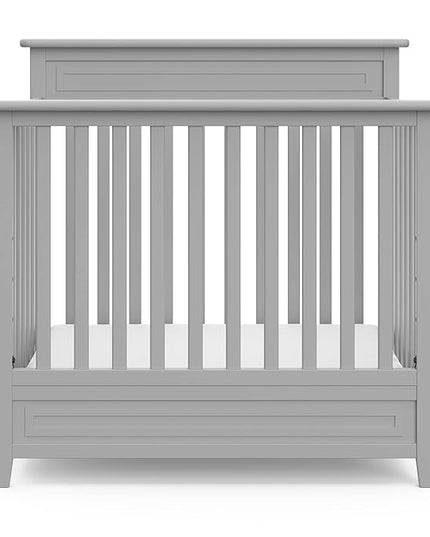 STORKCRAFT Petal 4-in-1 Convertible Mini Crib (Pebble Gray) – GREENGUARD Gold Certified, Converts to Daybed and Twin-Size Bed, Includes Bonus 2.75-inch Mini Crib Mattress - LeafyLoom