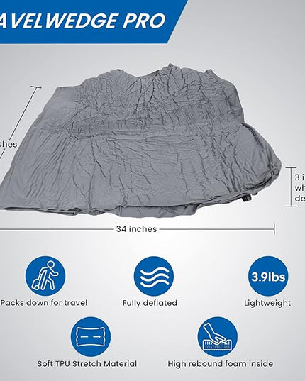 Self-Inflating Bed Wedge Pillow | Lightweight for Travel | Wedge Pillow for Sleeping and Acid Reflux, Heartburn, and GERD Pillow (30 Inch) - LeafyLoom