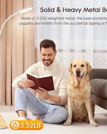Syrinx Floor Lamp, Floor LED Lamp/LED Light Lamp/Remote Control & Touch/Adjustable Flexible Gooseneck (White) - LeafyLoom