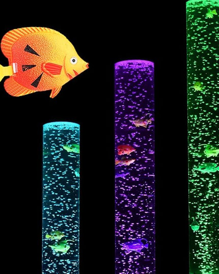 MOONSAY Large LED Fish Lamp Tube - 3.3FT Sensory Bubble Lamp with Moving Fish & 20 Color Remote for ADHA & Autism Children - Color Change Aquarime Lamp for Home Décor - LeafyLoom