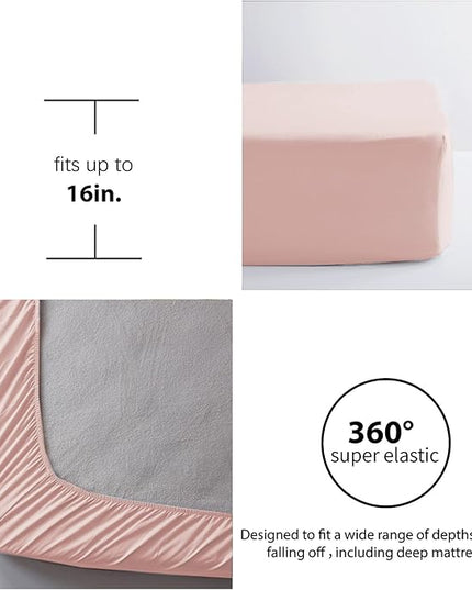 Anluoer Twin Comforter Set 5 Piece, Pink Bed in a Bag with Sheets, All Season Ruffle Shabby Chic Bedding Sets with 1 Comforter, 1 Pillow Sham, 1 Pillowcase, 1 Flat Sheet, 1 Fitted Sheet - LeafyLoom