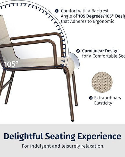 EAST OAK Outdoor Conversation Waterproof patio furniture set, 4-Pieces, Beige - LeafyLoom