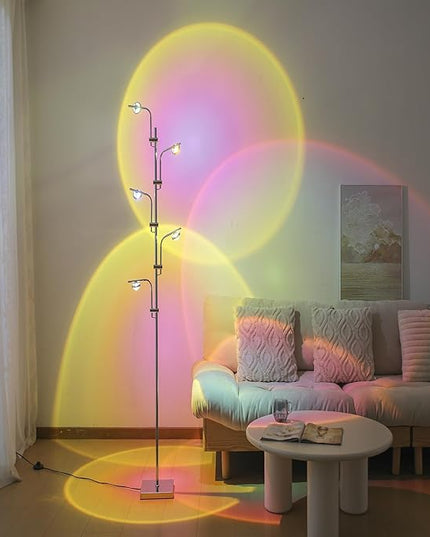 Sunset Lamp Tacahe Rgbw Halo Projector Floor Lamp Funny Led Corner Sunset Floor Lamp Gaming Room Decor for Bedroom Living Room Restaurant Dance Studio Novelty Tighting - LeafyLoom