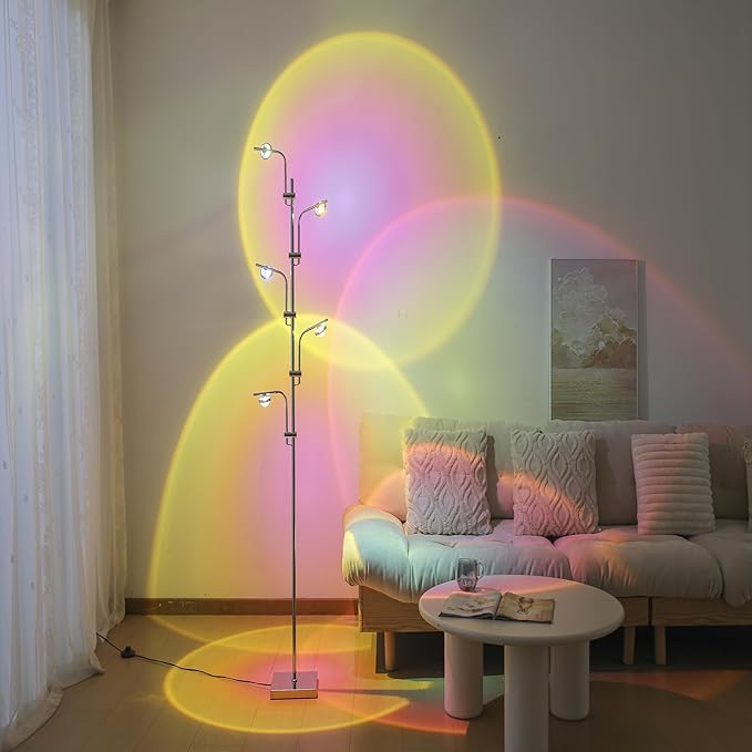 Sunset Lamp Tacahe Rgbw Halo Projector Floor Lamp Funny Led Corner Sunset Floor Lamp Gaming Room Decor for Bedroom Living Room Restaurant Dance Studio Novelty Tighting - LeafyLoom