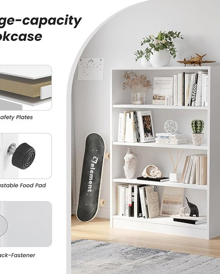 Farini 4 Shelf boockase Display Bookcase Freestanding Wooden Bookshelves for Home Office Living Room,48 Inch Height,White - LeafyLoom