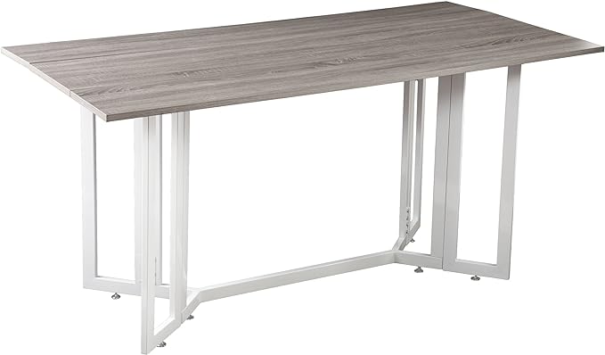 SEI Furniture Driness Drop Leaf Console to Dining Convertible Table, Weathered Gray, White - LeafyLoom