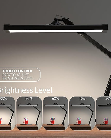 Super Bright 2,300 Lumens Powerful Professional Eye Care LED Desk Lamp, Brightness Adjustable, Task Light for Home, Beauty, Crafting, Office, Workbench (Daylight, Dimmable, Black) - LeafyLoom
