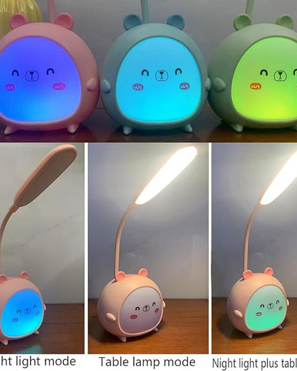 LED Desk Lamp，Mini Dog Night Light,Portable LED Table Light, Cute Foldable USB Rechargeable Reading Light Bedroom Children's Bedside Study (Green) - LeafyLoom