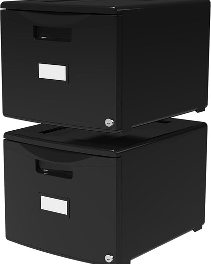 Storex 61265B02C File Cabinet, Case of 2, Black - LeafyLoom