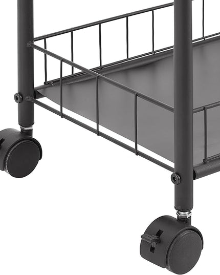 Slim Rolling Storage Cart, 6 Tier Utility Carts with Wheels and Baskets, Mobile Shelving Unit, Metal Wire Storage Shelving Rack with for Kitchen Bathroom Office Laundry Narrow Space - Black 10in - LeafyLoom