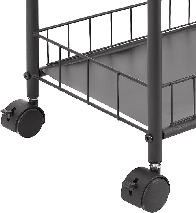 Slim Rolling Storage Cart, 6 Tier Utility Carts with Wheels and Baskets, Mobile Shelving Unit, Metal Wire Storage Shelving Rack with for Kitchen Bathroom Office Laundry Narrow Space - Black 10in - LeafyLoom