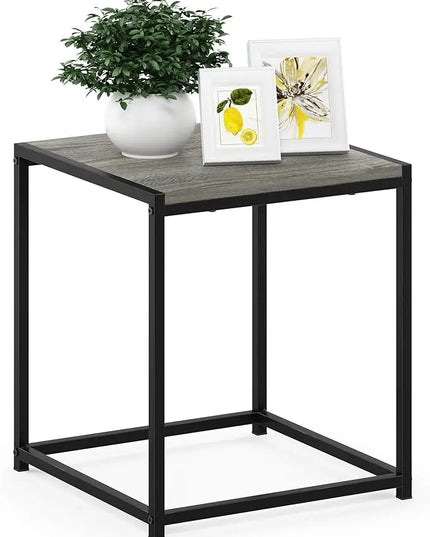 FURINNO Camnus Modern Living End Table, French Oak Grey, 15.75 in x 15.75 in x 17.83 in - LeafyLoom