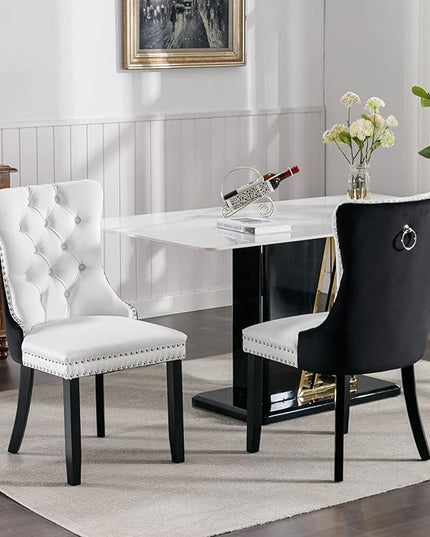 NicBex Haerin-SD-00103-LWJ Dining Chairs, 25.5"x19.7"x37.5", White and Black - LeafyLoom