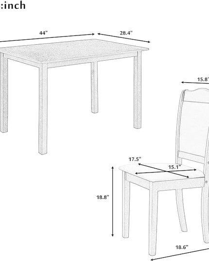 Simple Style Wood Rectangular 4 Upholstered Chairs, Easy Assembly, for Space, Apartment, Room, 5 Piece Dining Table Set, Walnut 34 - LeafyLoom