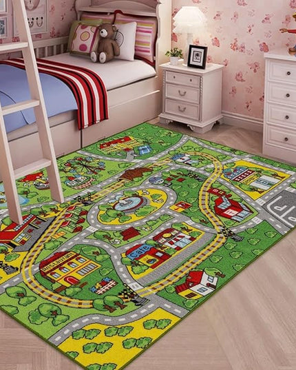 Jackson Car Mat for Kids Toy Cars,52"x 74" Train Rug Play Mat with Non-slip Backing, Kids Car Rug Play Mat for Playroom Large Car Rug Train Rug Play Mat for Children - LeafyLoom