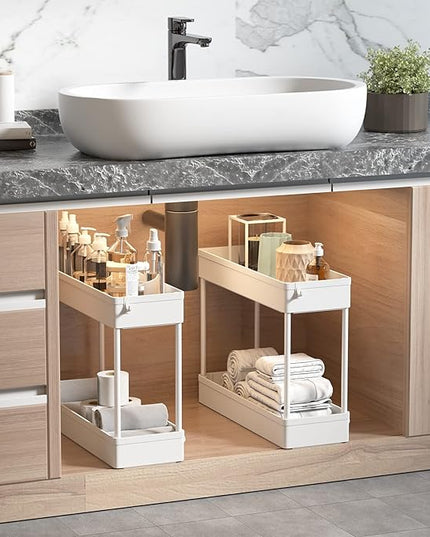 SOLEJAZZ Slim Storage Cart, 4 Tier Bathroom Organizer Mobile Shelving Unit, Rolling Utility Cart Slide Out Organizer for Kitchen, Bathroom, Laundry, Narrow Places, White - LeafyLoom