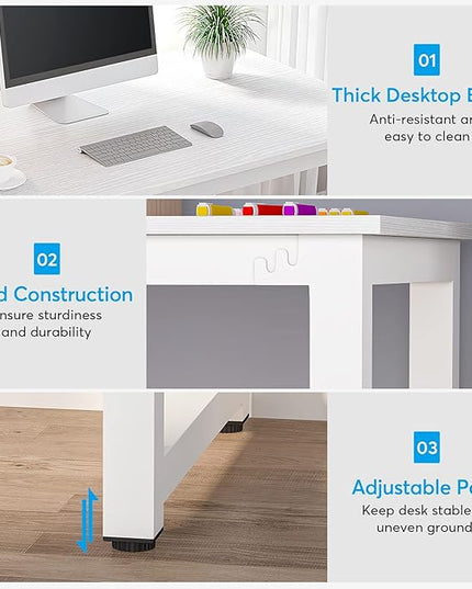 Computer Desk, White - LeafyLoom