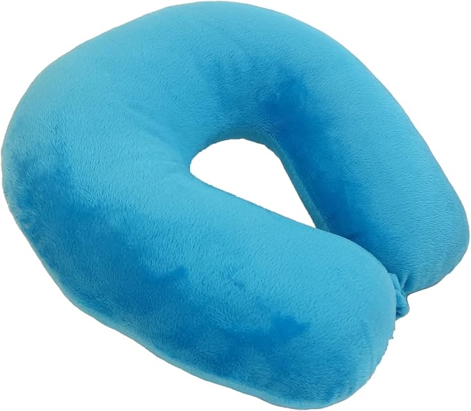Adult Cozy Soft Microfiber Neck Pillow, Compact, Perfect for Plane or Car Travel, Light Blue - LeafyLoom