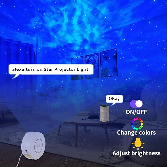CHIGIH Smart Galaxy Star Projector,LED Starry Sky Night Light ,Nebula Ceiling Night Light App & Voice Controlled for Gaming Room,Bedroom,Home Theater,Camp Tent lightupforyouinCHIGIH