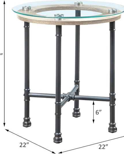 NicBex Coffee Table Morden Tempered Glass Coffee Table with Storage Round Center Tables with Metal Legs Dining Table for Living Room, Dining Room, Office, and Bedroom,22" W, Transparent+Gray - LeafyLoom