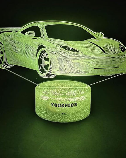 3D Car Breastfeeding Night Light, Multi Color LED Table Night Lamp, Timing Remote Control, Smart Touch Car Theme Bedroom Decor Light, Car Shape Gifts for Teen Kid Boy Girl Age 1-14 - LeafyLoom