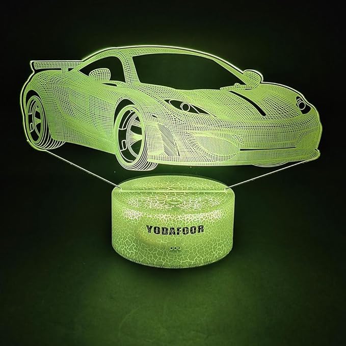 3D Car Breastfeeding Night Light, Multi Color LED Table Night Lamp, Timing Remote Control, Smart Touch Car Theme Bedroom Decor Light, Car Shape Gifts for Teen Kid Boy Girl Age 1-14 - LeafyLoom