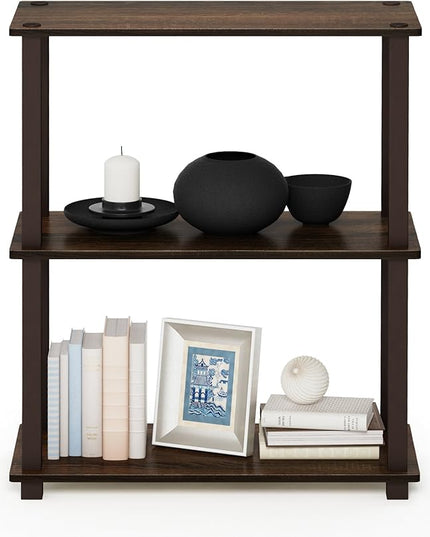 Furinno Turn-S-Tube 3-Tier Compact Multipurpose Shelf with Square Tube, Walnut/Brown (18025WN/BR) - LeafyLoom