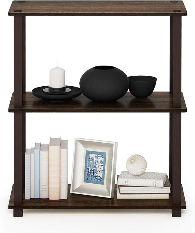 Furinno Turn-S-Tube 3-Tier Compact Multipurpose Shelf with Square Tube, Walnut/Brown (18025WN/BR) - LeafyLoom