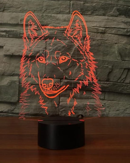 3D Illusion Lamps Animal Langtou Shape LED Desk Table Night Light 7 Color Touch Lamp Kiddie Kids Children Family Home Office Childrenroom Theme Decoration (Langtou) - LeafyLoom