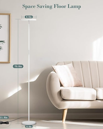 OHLUX Gray Floor Lamp, 35W/2500LM Super Bright Dimmable Sky LED Modern Torchiere Standing Lamp, LED Floor Reading Lamp with 4 Color Temperatures, Remote Touch Control, 1 Hour Timer for Living Room - LeafyLoom