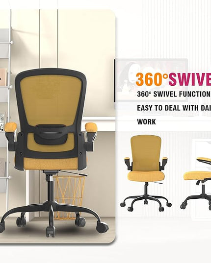 Office Chair, Ergonomic Desk Chair with Adjustable Lumbar Support, High Back Mesh Computer Chair with Flip-up Armrests-BIFMA Passed Task Chairs, Executive Chair for Home Office - LeafyLoom
