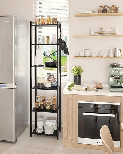 YMYNY Bookshelf, 6-Tier Ladder Shelf Organizer, Narrow Shelving Unit, Corner Storage Racks, Large Capacity Bookcase, for Home Office Living Room Balcony Bathroom, Metal Frame,HBC001B - LeafyLoom