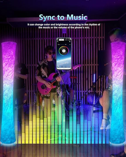Floor Lamp for Living Room 61" LED Floor Lamp Corner Floor Lamps RGB Color Changing Floor Lamp Smart Dimmable Floor Lamp with Remote & APP Control & Music Sync Modern Floor Lamp for Bedroom - LeafyLoom