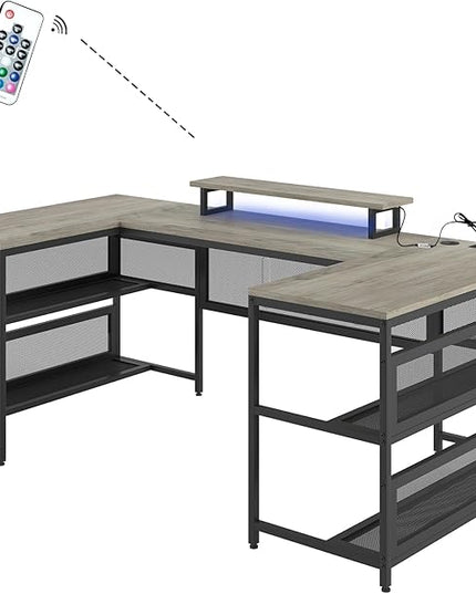 NicBex Laik-DW-00010-DX Desks, 82" W x 43" D x 35" H, Gray - LeafyLoom